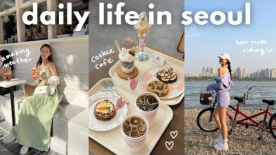 han river riding, dyson hair styling, fiancé cooking, wedding prep glow up, trendy spots